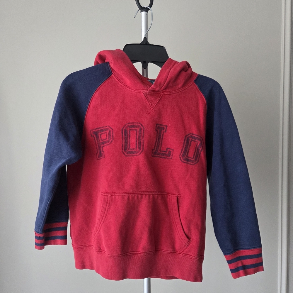 Ralph Lauren Kids Red and Navy Hoodie Sz.S (8)